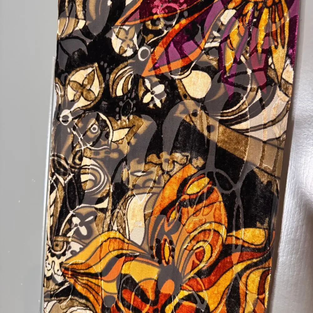 Boho Burnout Velvet Scarf 11x66 Black Sheer Floral Textured Long Wrap Shawl